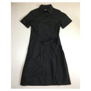 JBNY Black Cuffed Short Sleeve Front Overlay Midi Dress